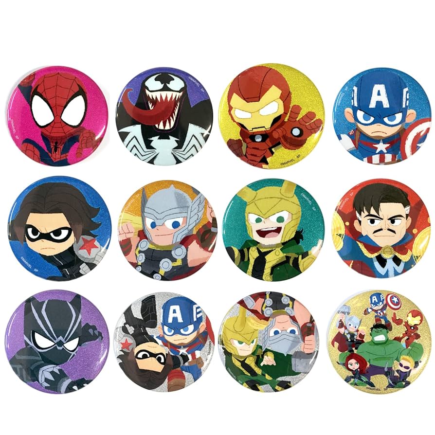 缶バッジ デフォルメ ランダム マーベル MARVEL セット 単品販売】金バッジ マーベルキャラクター vol.2【種類ランダム